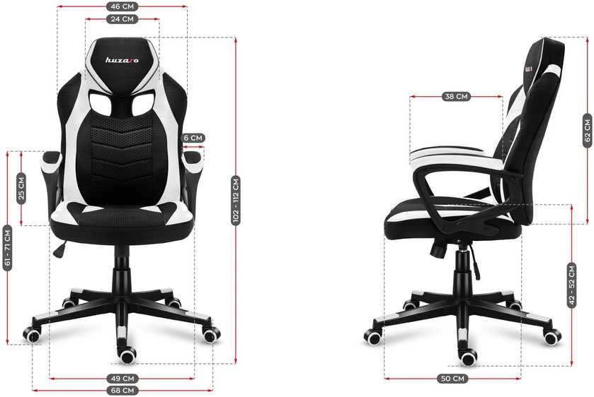 Žaidimų kėdė Huzaro Force 2.5 Mesh, Baltos spalvos