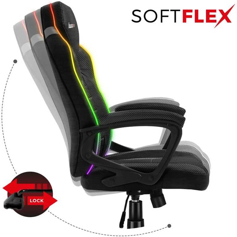 Žaidimų kėdė Huzaro Force 2.5 RGB Carbon Mesh su pašvietimu Gaming Chair, Juoda
