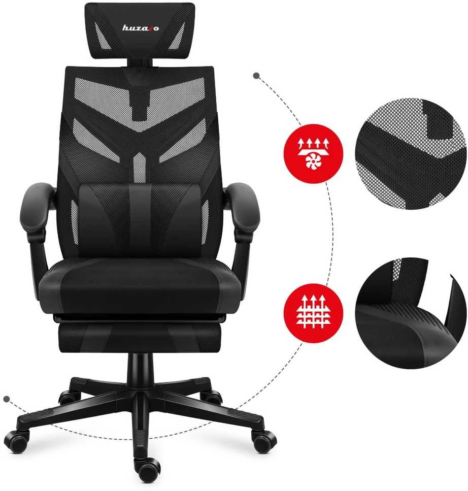 Žaidimų kėdė Huzaro Combat 5.0, Juodos spalvos