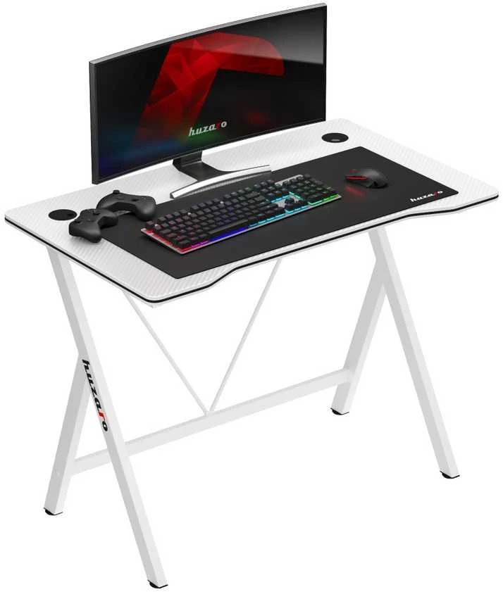 Huzaro Hero 1.4 baltas žaidimų stalas su įranga