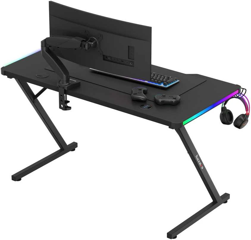 Žaidimų stalas Huzaro Hero 2.5 RGB, Juodas