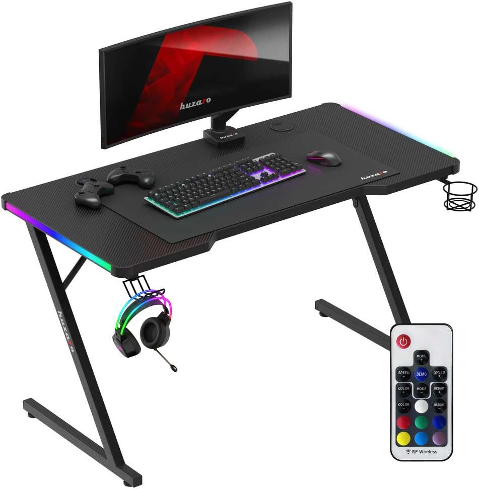 Žaidimų stalas Huzaro Hero 2.5 RGB, Juodas