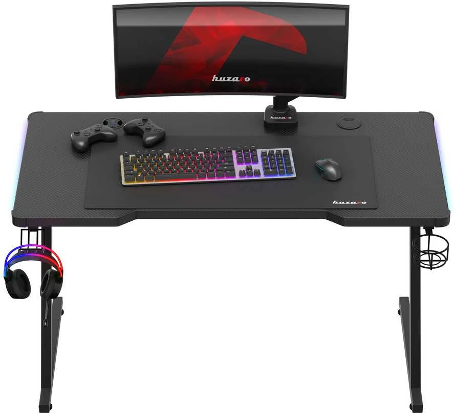 Žaidimų stalas Huzaro Hero 2.5 RGB, Juodas