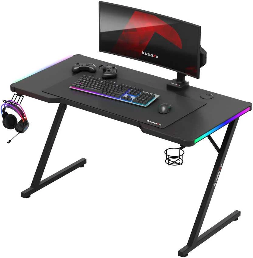 Žaidimų stalas Huzaro Hero 2.5 RGB, Juodas