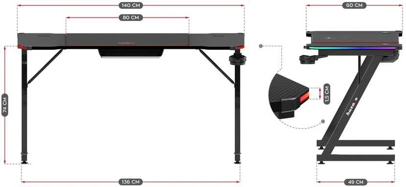 Huzaro Hero 3.3 RGB žaidimų stalas