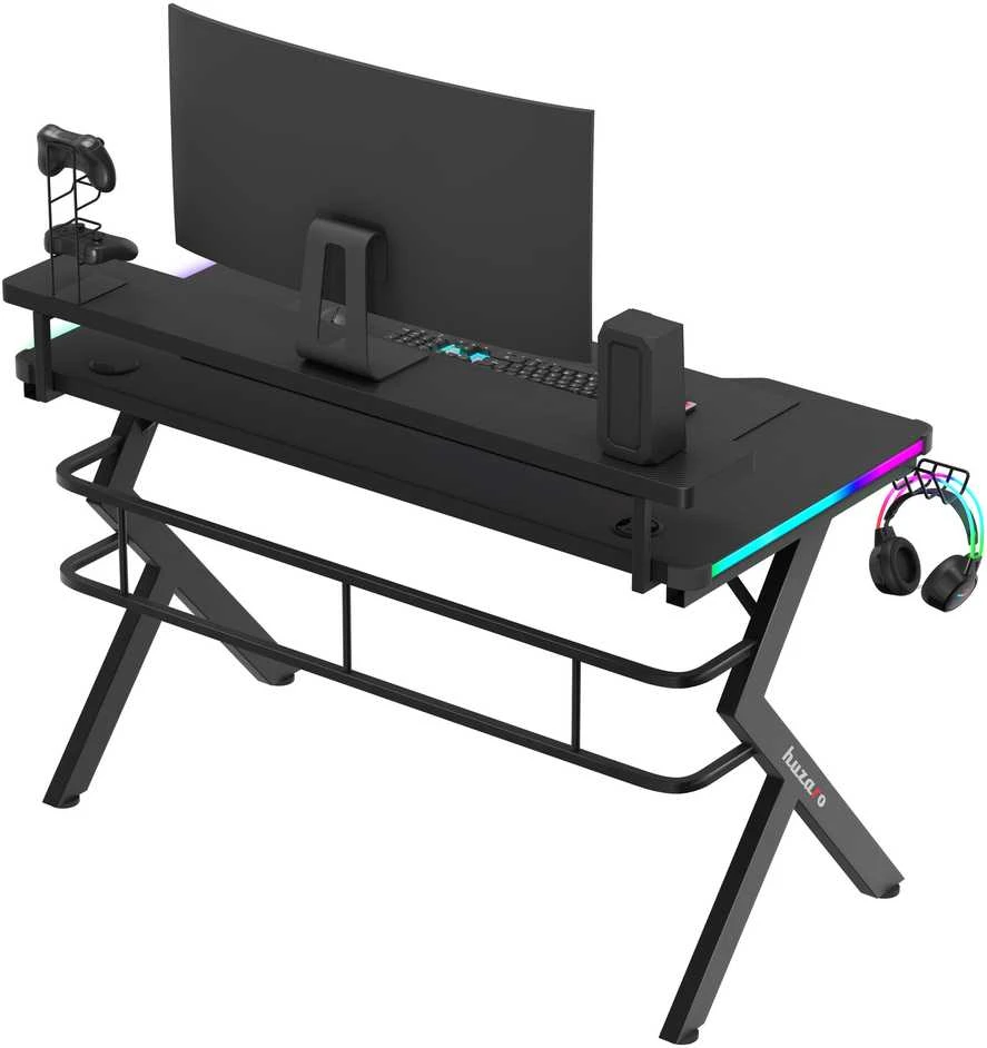 Žaidimų stalas Huzaro Hero 5.0 RGB, Juodos spalvos
