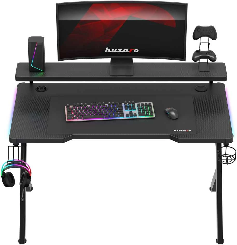 Žaidimų stalas Huzaro Hero 5.0 RGB, Juodos spalvos
