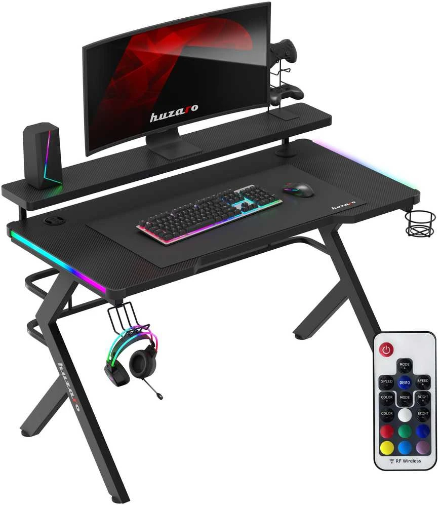 Žaidimų stalas Huzaro Hero 5.0 RGB, Juodos spalvos