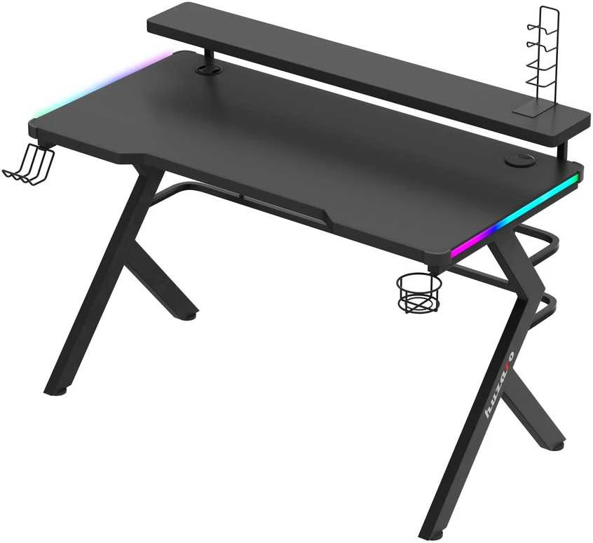 Žaidimų stalas Huzaro Hero 5.0 RGB, Juodos spalvos