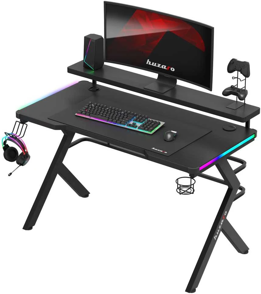 Žaidimų stalas Huzaro Hero 5.0 RGB, Juodos spalvos
