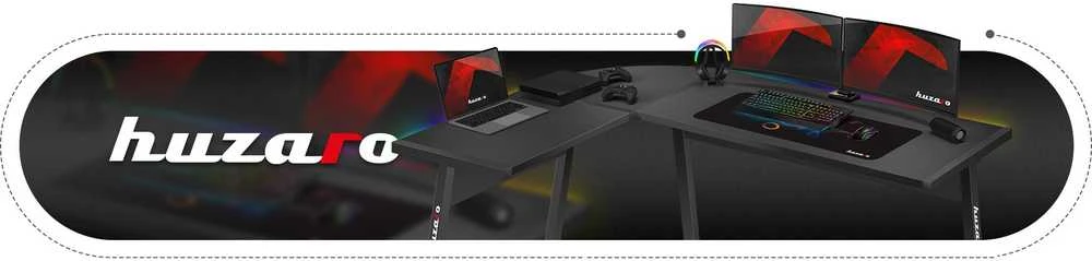 Kampinis žaidimų stalas Huzaro Hero 6.0 RGB, Juodas