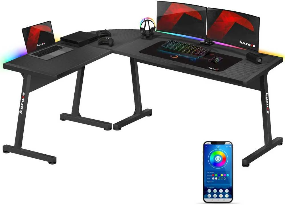 Kampinis žaidimų stalas Huzaro Hero 6.0 RGB, Juodas