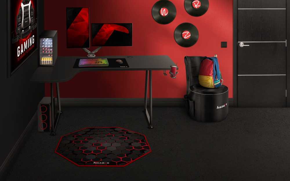 Kampinis žaidimų stalas Huzaro Hero 7.7 Gaming Desk, Juodas