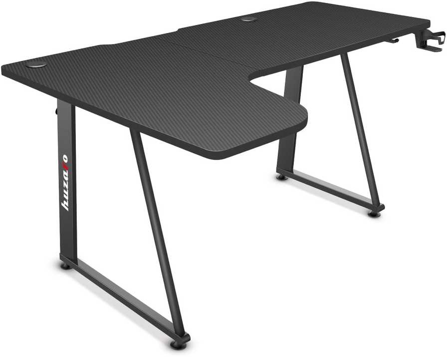 Kampinis žaidimų stalas Huzaro Hero 7.7 Gaming Desk, Juodas