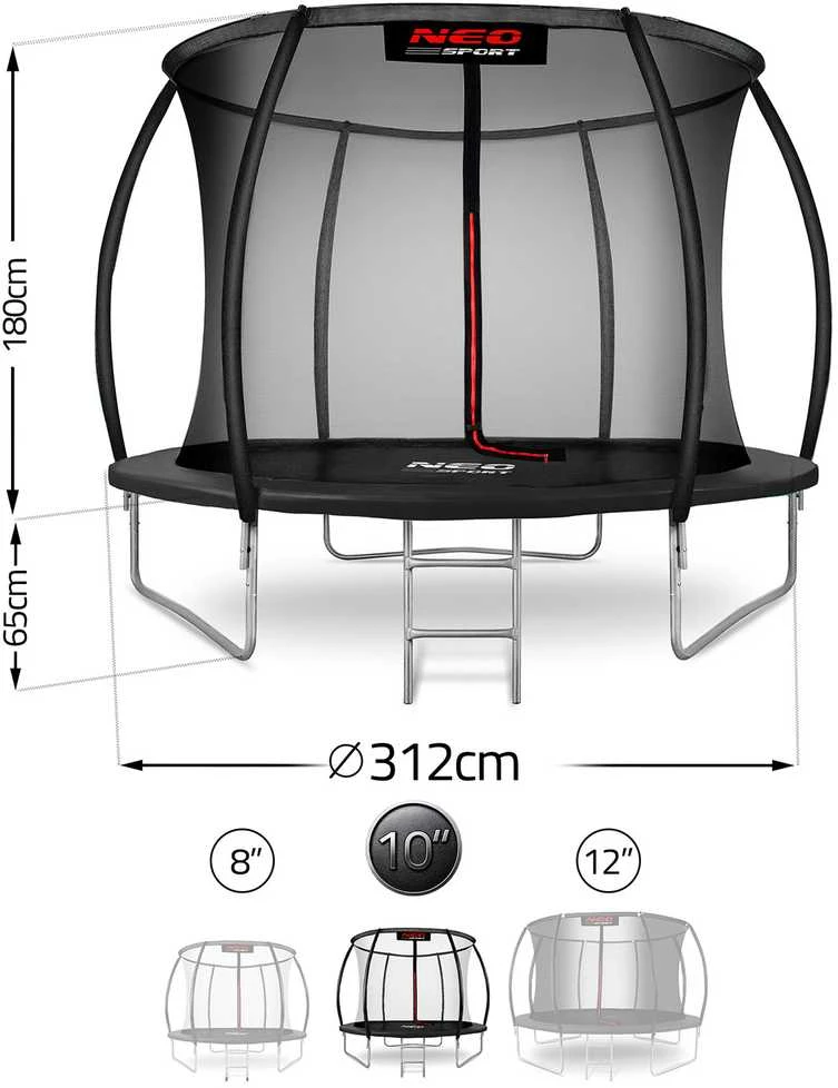 10 pėdų / 312 cm profiliuotas sodo batutas su vidiniu tinklu „Neo-Sport“