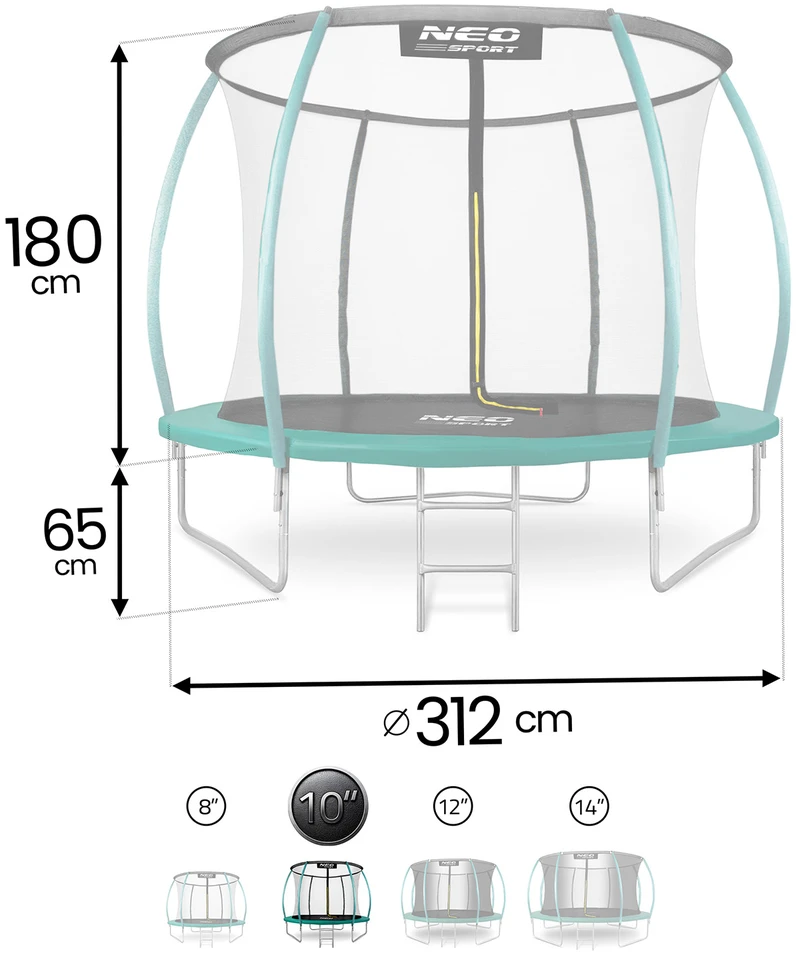 10 pėdų / 312 cm profiliuotas sodo batutas su Neo-Sport vidiniu tinkleliu