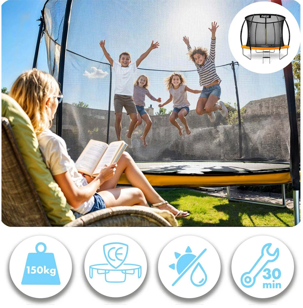 10 pėdų / 312 cm profiliuotas sodo batutas su Neo-Sport vidiniu tinkleliu