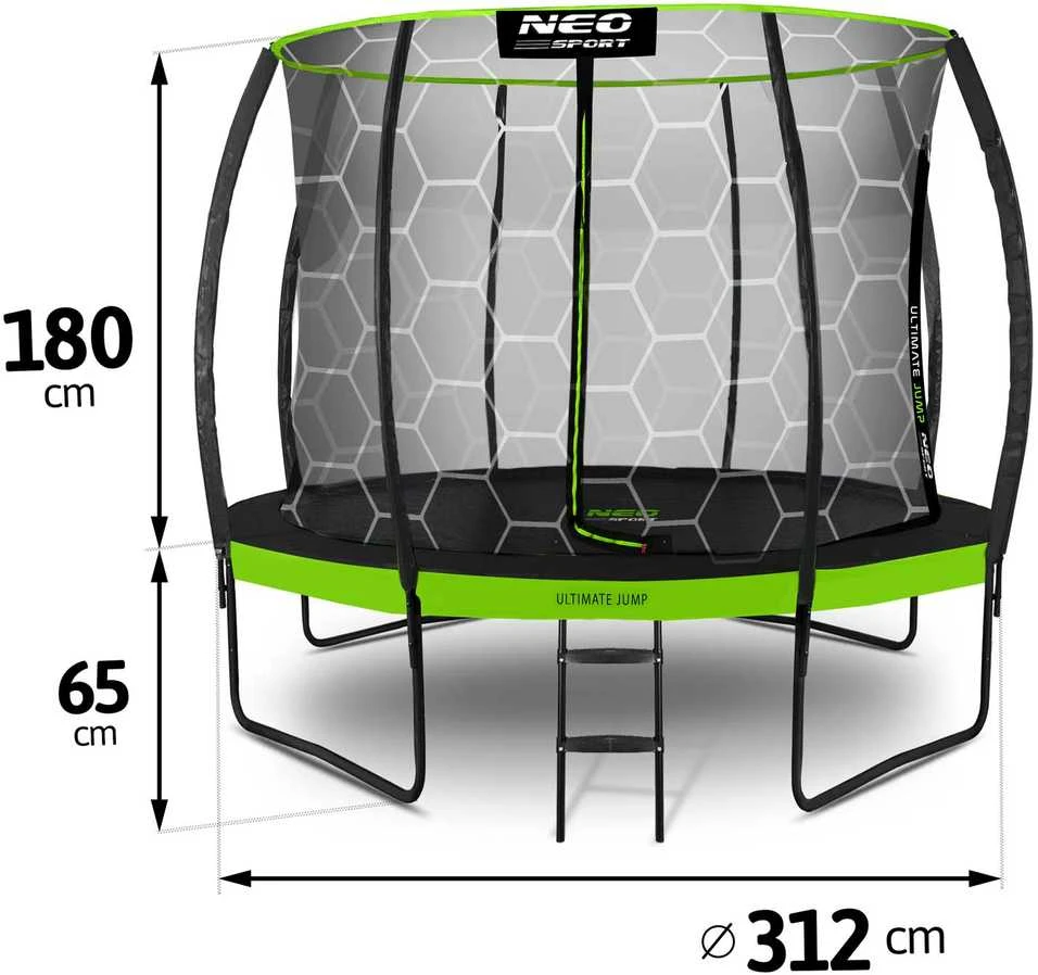 10 pėdų / 312 cm profiliuotas sodo batutas su Neo-Sport vidiniu tinkleliu