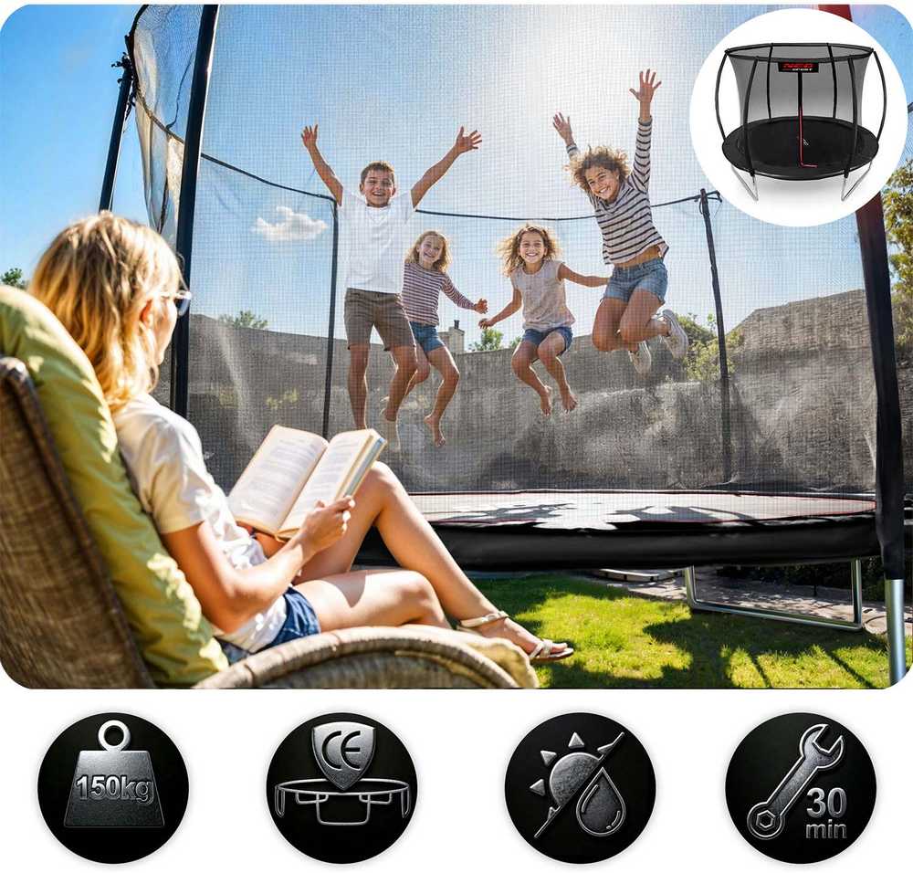 10 pėdų / 312 cm profiliuotas sodo batutas su Neo-Sport vidiniu tinkleliu
