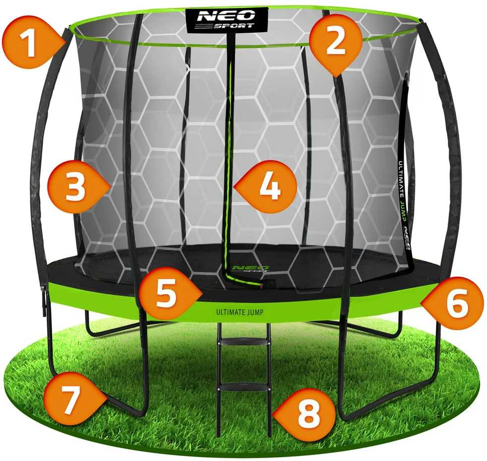 10 pėdų / 312 cm profiliuotas sodo batutas su Neo-Sport vidiniu tinkleliu