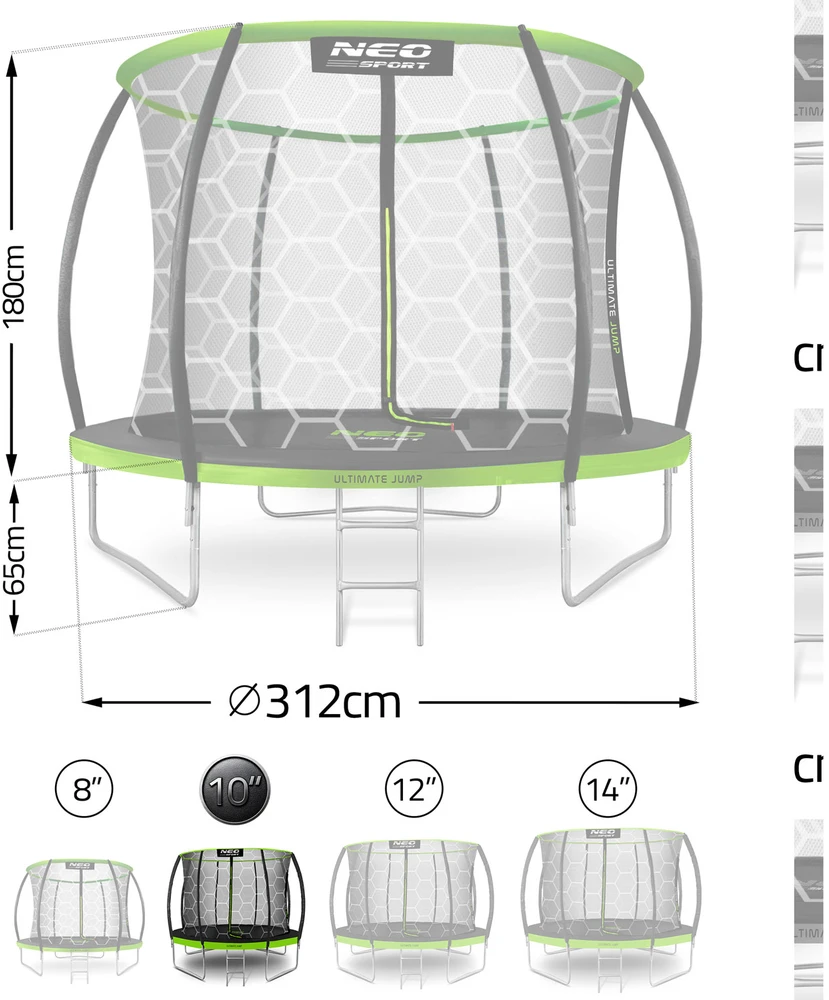 10 pėdų / 312 cm profiliuotas sodo batutas su Neo-Sport vidiniu tinkleliu