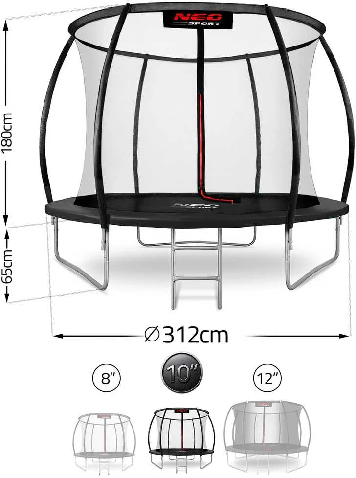 10 pėdų / 312 cm profiliuotas sodo batutas su vidiniu tinklu „Neo-Sport“