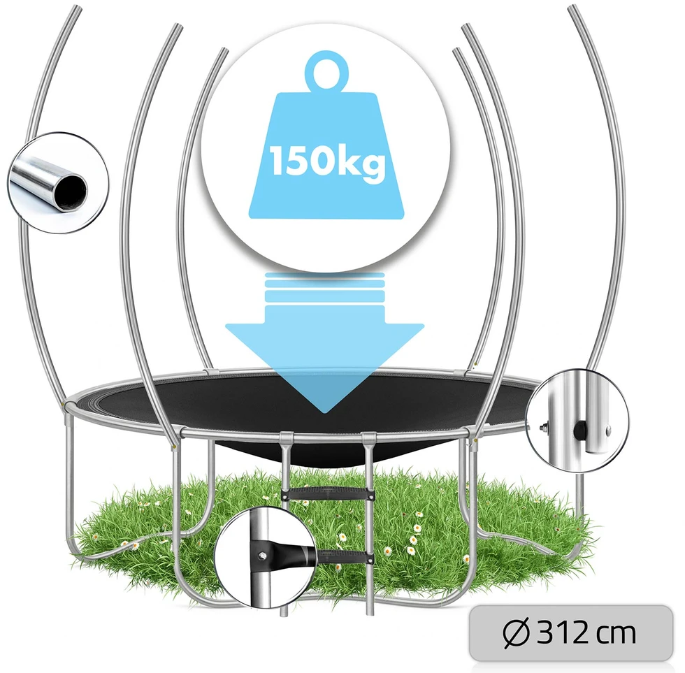10 pėdų / 312 cm profiliuotas sodo batutas su Neo-Sport vidiniu tinkleliu