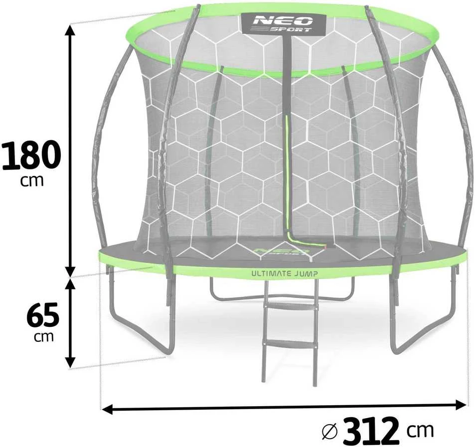 10 pėdų / 312 cm profiliuotas sodo batutas su Neo-Sport vidiniu tinkleliu