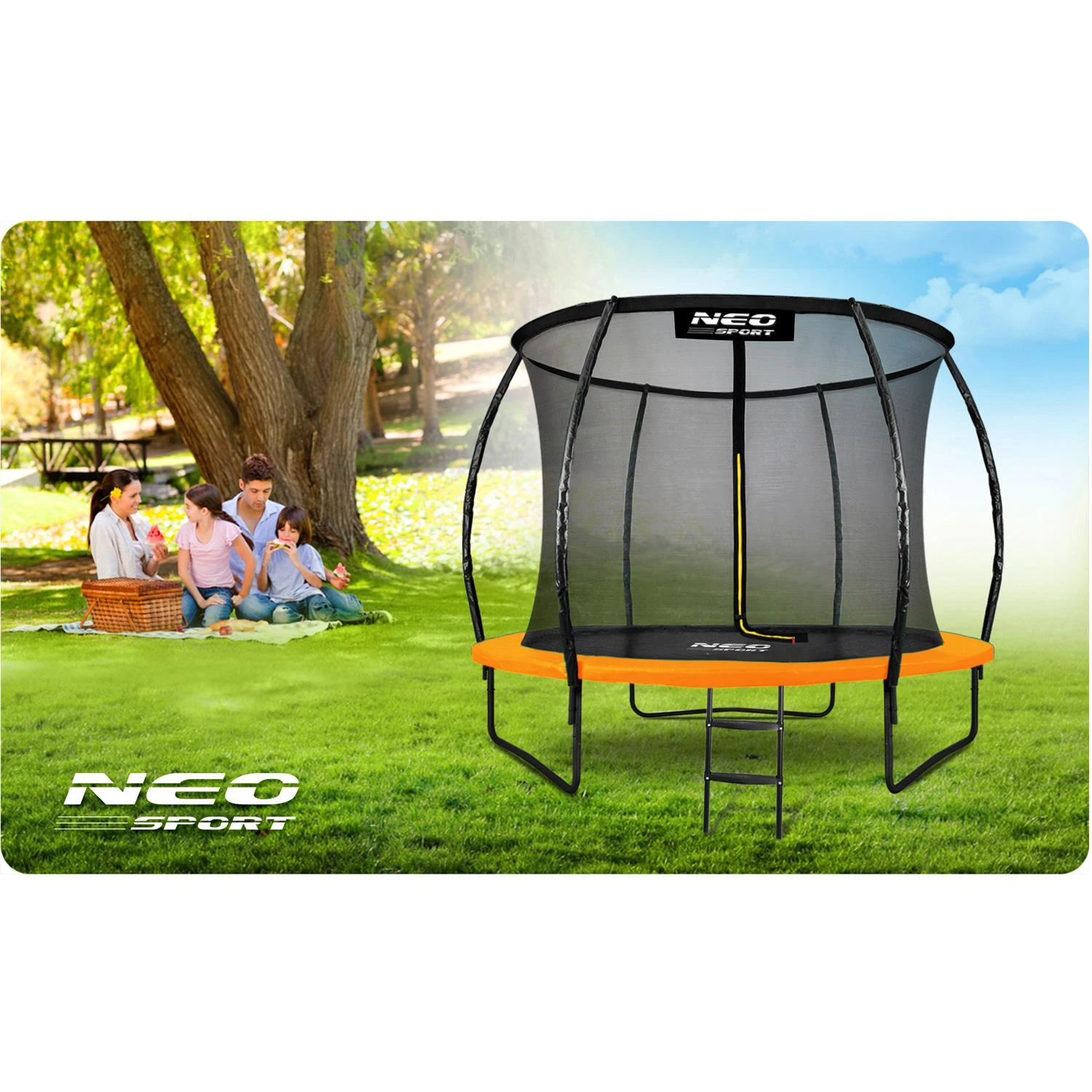 10 pėdų / 312 cm profiliuotas sodo batutas su Neo-Sport vidiniu tinkleliu