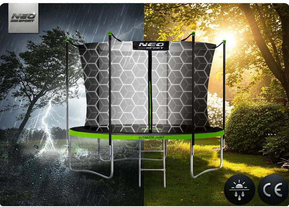 10 pėdų / 312 cm sodo batutas su vidiniu tinklu ir Neo-Sport kopėčiomis