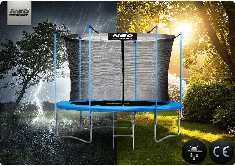 10 pėdų / 312 cm sodo batutas su vidiniu tinklu ir Neo-Sport kopėčiomis