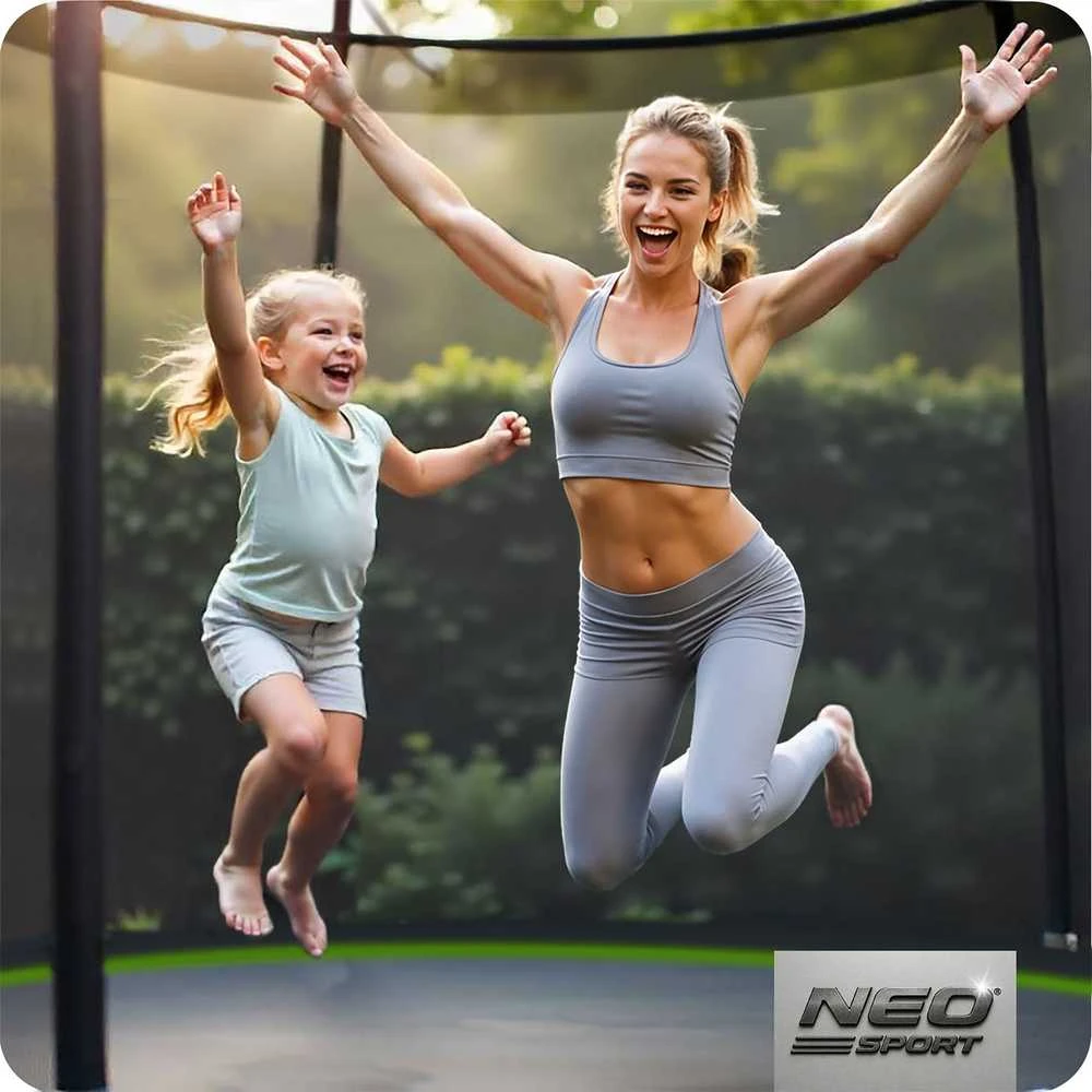 12 pėdų / 374 cm sodo batutas su lauko tinklu ir kopėčiomis Neo-Sport