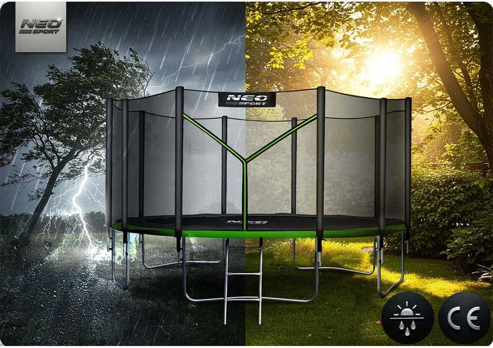 12 pėdų / 374 cm sodo batutas su lauko tinklu ir kopėčiomis Neo-Sport