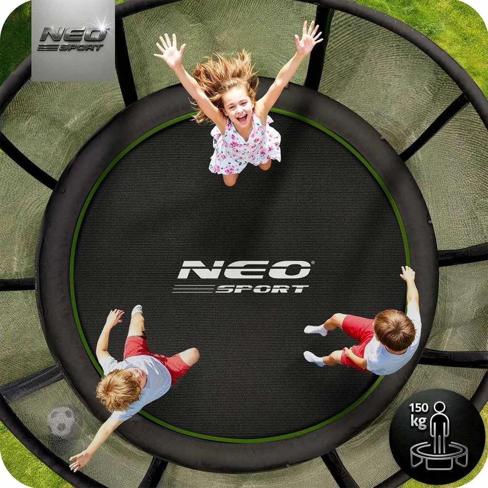 12 pėdų / 374 cm sodo batutas su lauko tinklu ir kopėčiomis Neo-Sport