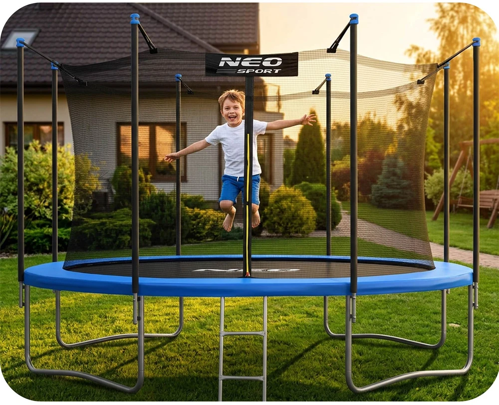 12 pėdų / 374 cm sodo batutas su vidiniu tinklu ir Neo-Sport kopėčiomis