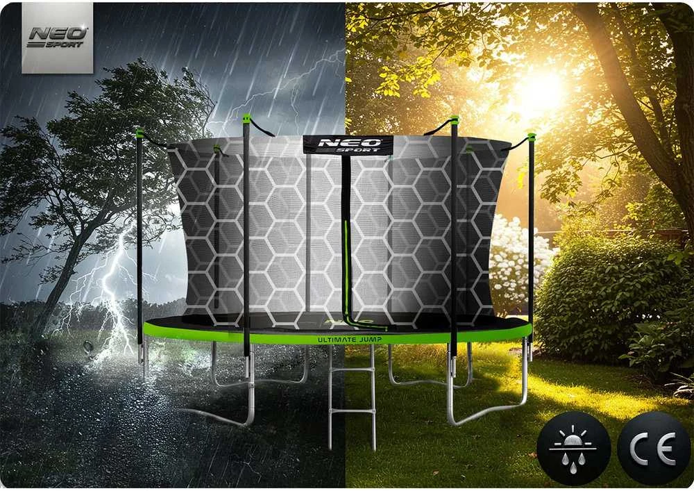 14 pėdų / 435 cm sodo batutas su vidiniu tinklu ir kopėčiomis „Neo-Sport“