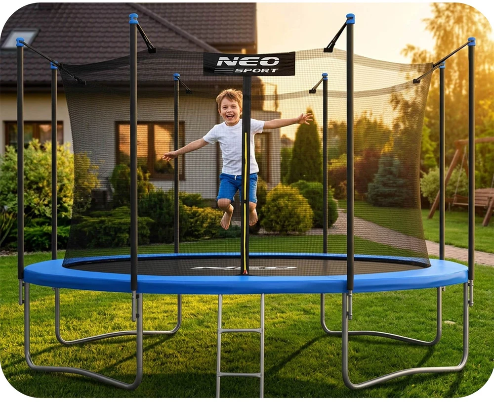 14 pėdų / 435 cm sodo batutas su vidiniu tinklu ir kopėčiomis „Neo-Sport“