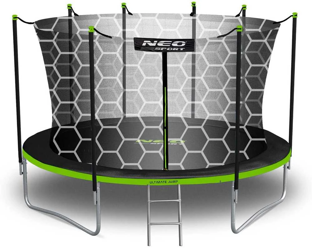 14 pėdų / 435 cm sodo batutas su vidiniu tinklu ir kopėčiomis „Neo-Sport“