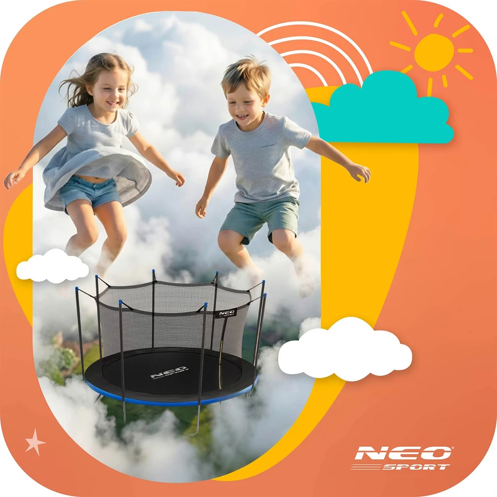 14 pėdų / 435 cm sodo batutas su vidiniu tinklu ir kopėčiomis „Neo-Sport“