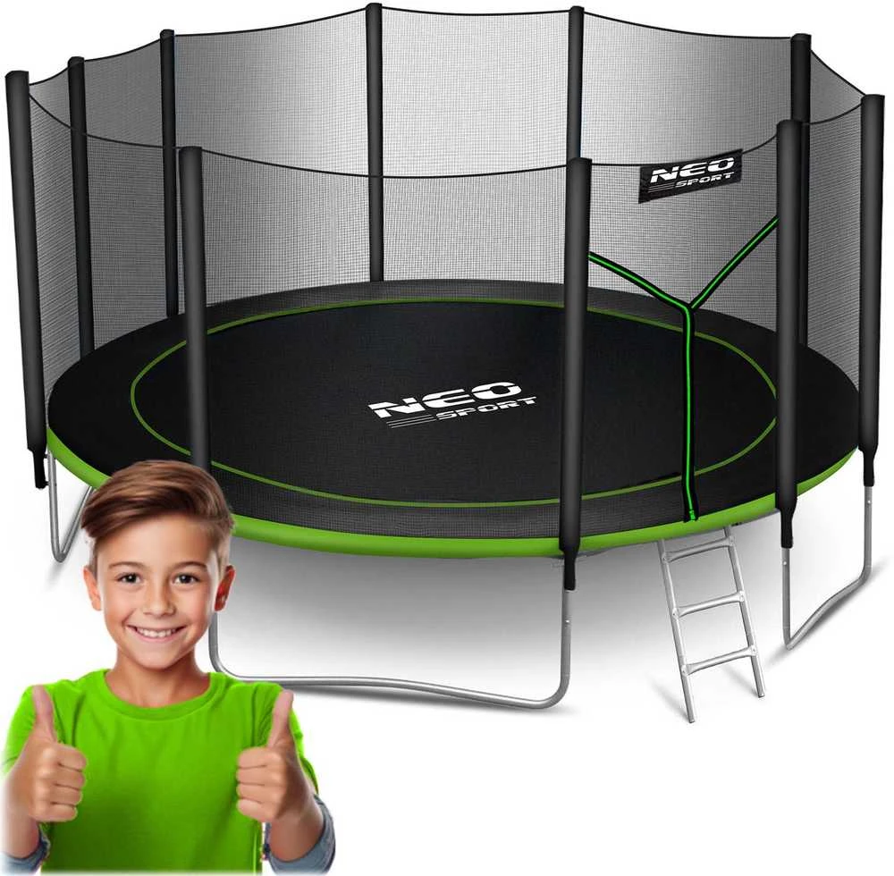 15 pėdų / 465 cm sodo batutas su išoriniu tinklu ir Neo-Sport kopėčiomis