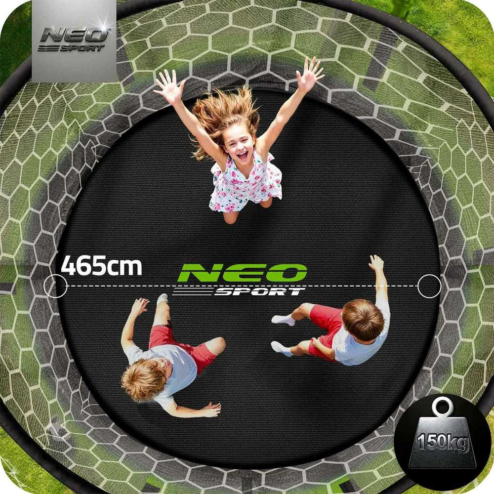 15 pėdų / 465 cm sodo batutas su vidiniu tinklu ir Neo-Sport kopėčiomis