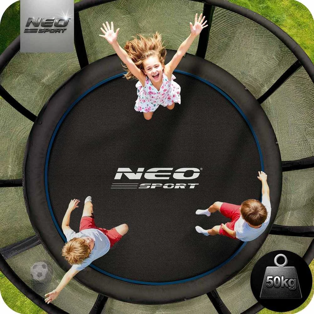 Neo-Sport Sodo batutas, 183 cm su apsauginiu tinklu ir kopėčiomis, šeimos pramogoms lauke, saugus šokinėjimas, tvirtas batutas