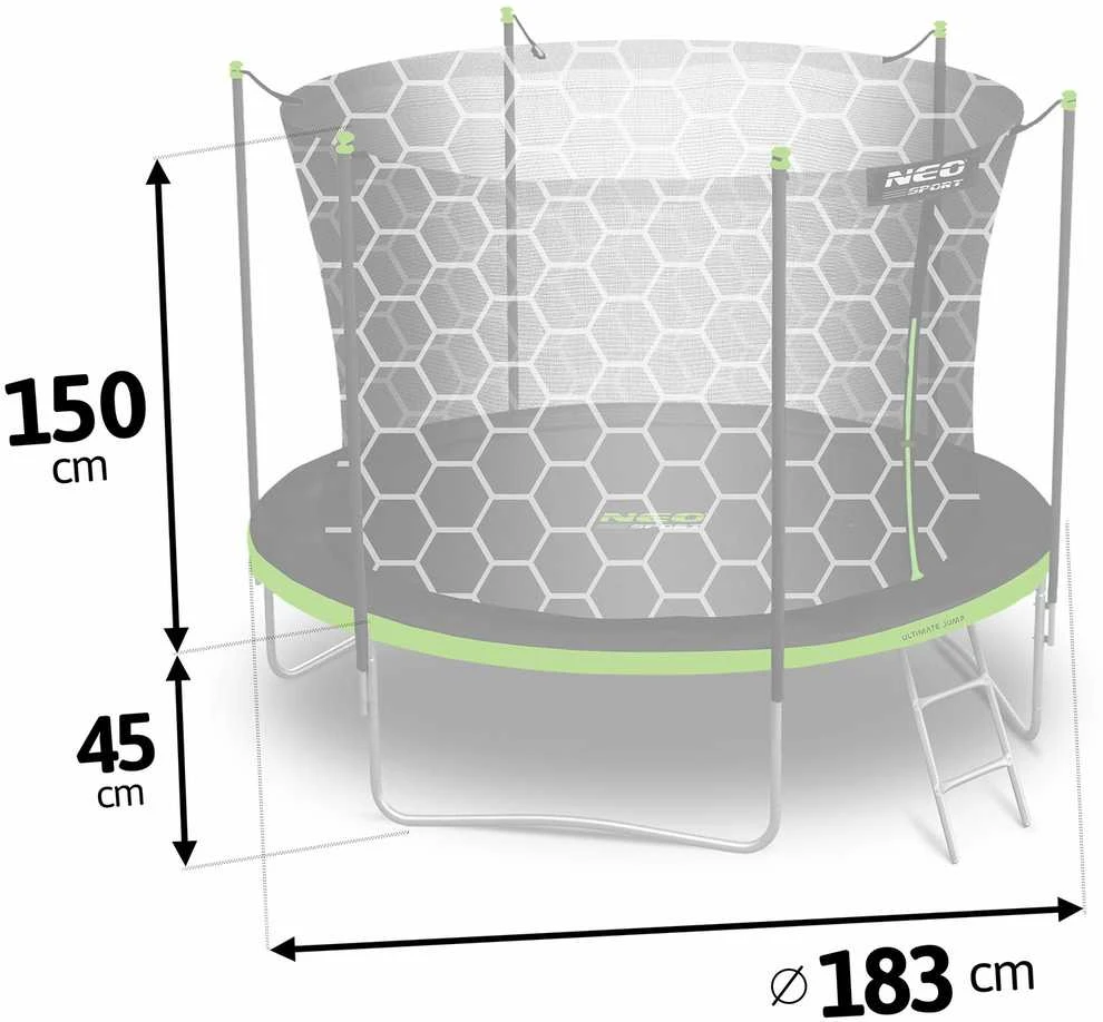 Neo-Sport batutas 183 cm su matmenų schema