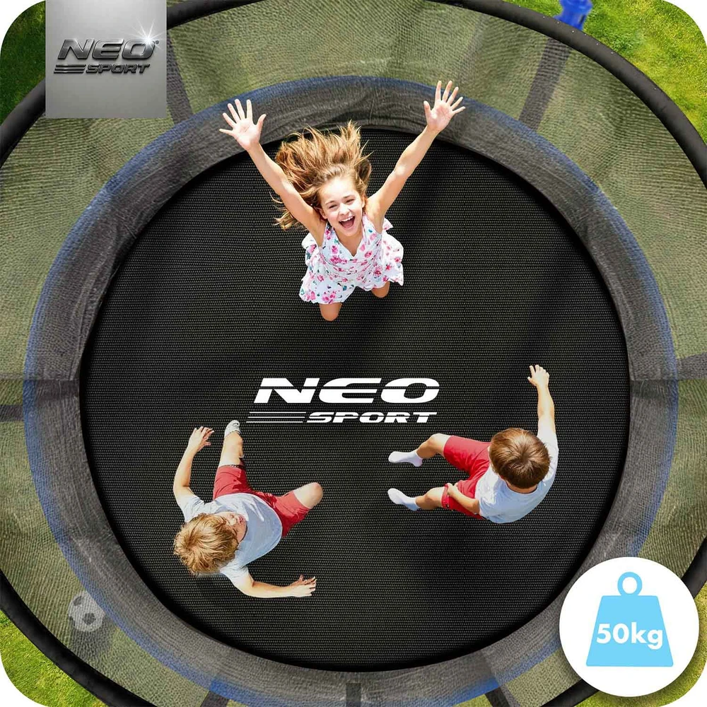 Neo-Sport Sodo batutas su vidiniu tinklu ir kopėčiomis, 183 cm
