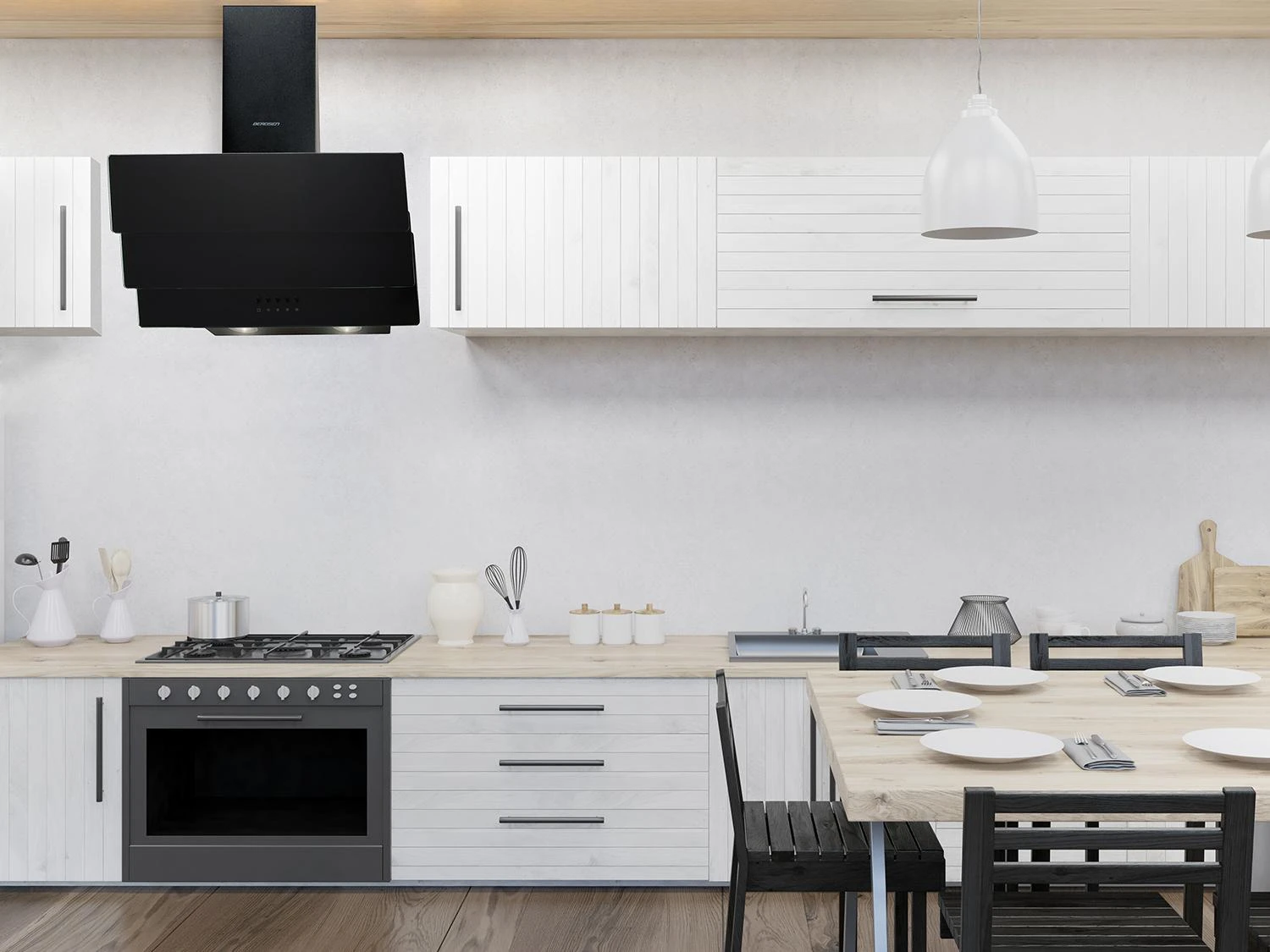 Berdsen BT-212 juodas 60 cm komininis virtuvinis gartraukis