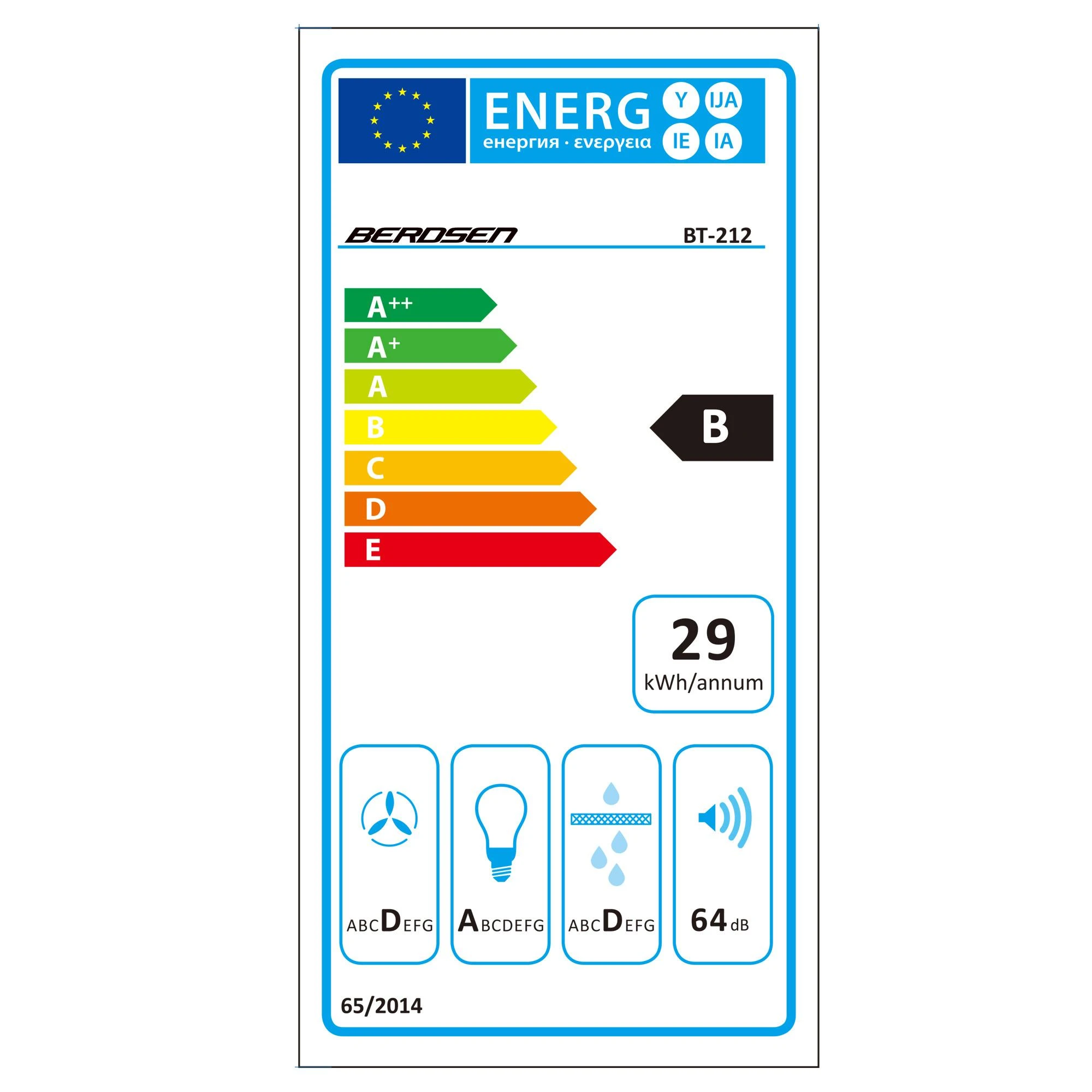 Berdsen BT-212 juodas 60 cm komininis virtuvinis gartraukis
