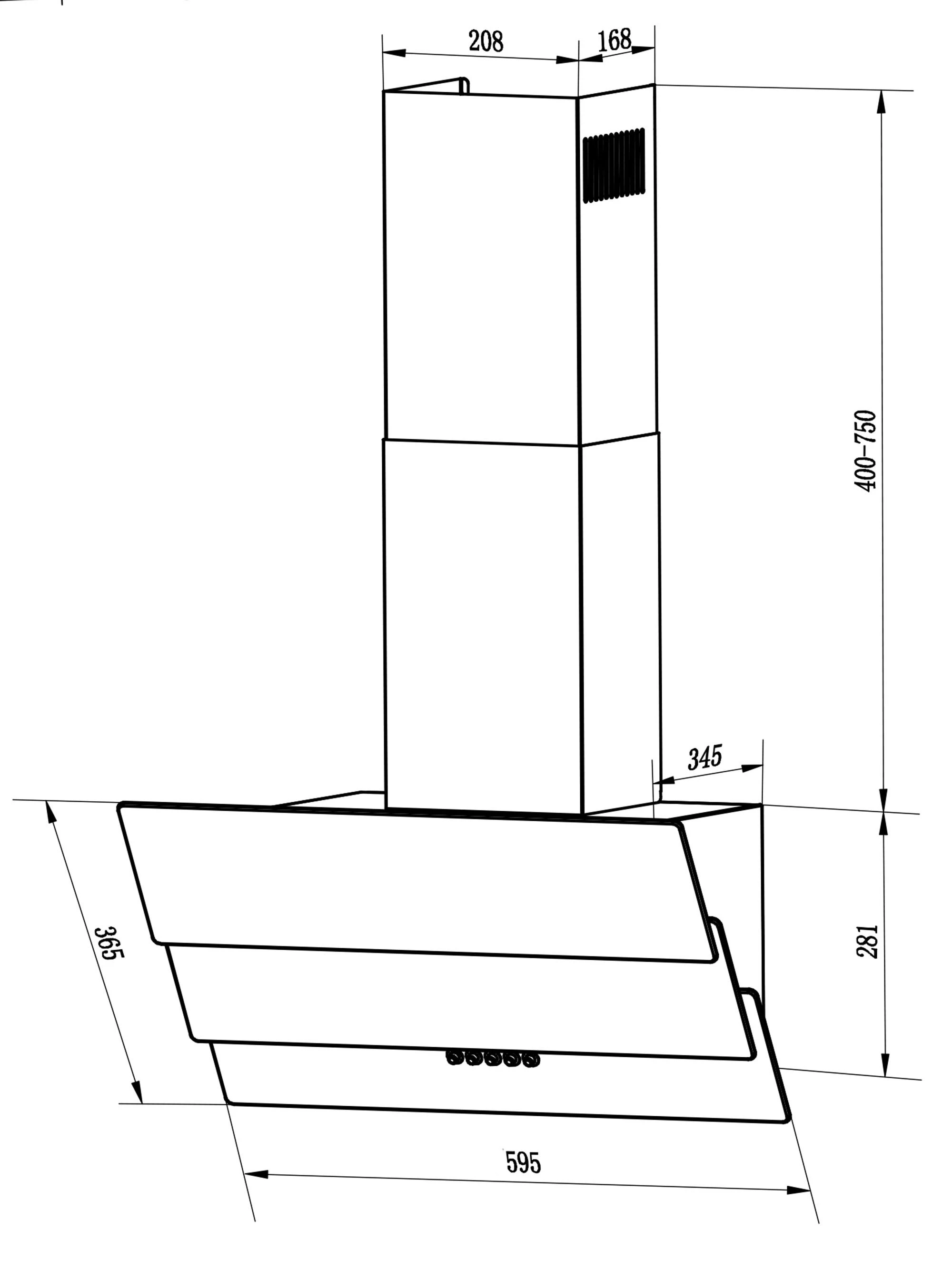 Berdsen BT-212 juodas 60 cm komininis virtuvinis gartraukis