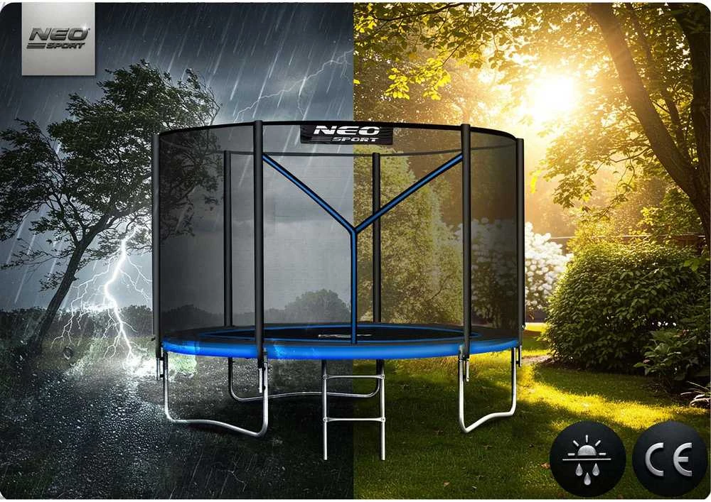 8 pėdų / 252 cm sodo batutas su išoriniu tinklu ir Neo-Sport kopėčiomis