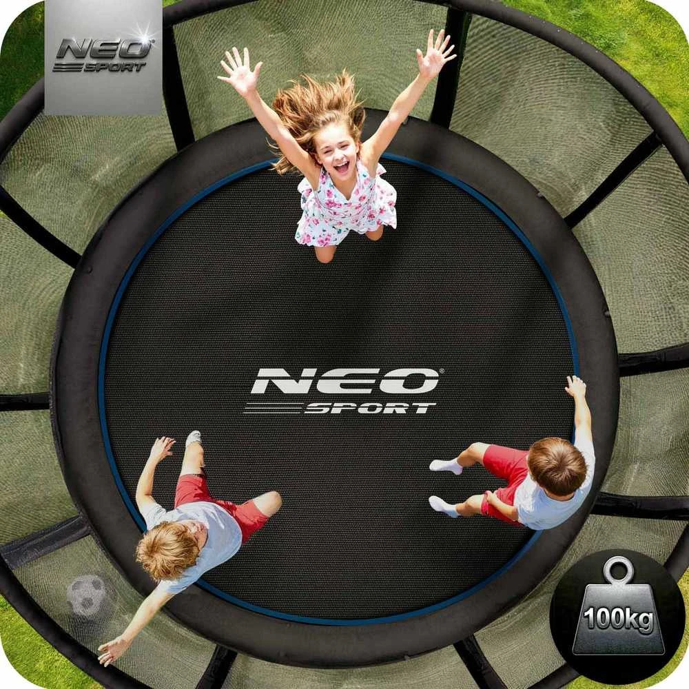8 pėdų / 252 cm sodo batutas su išoriniu tinklu ir Neo-Sport kopėčiomis