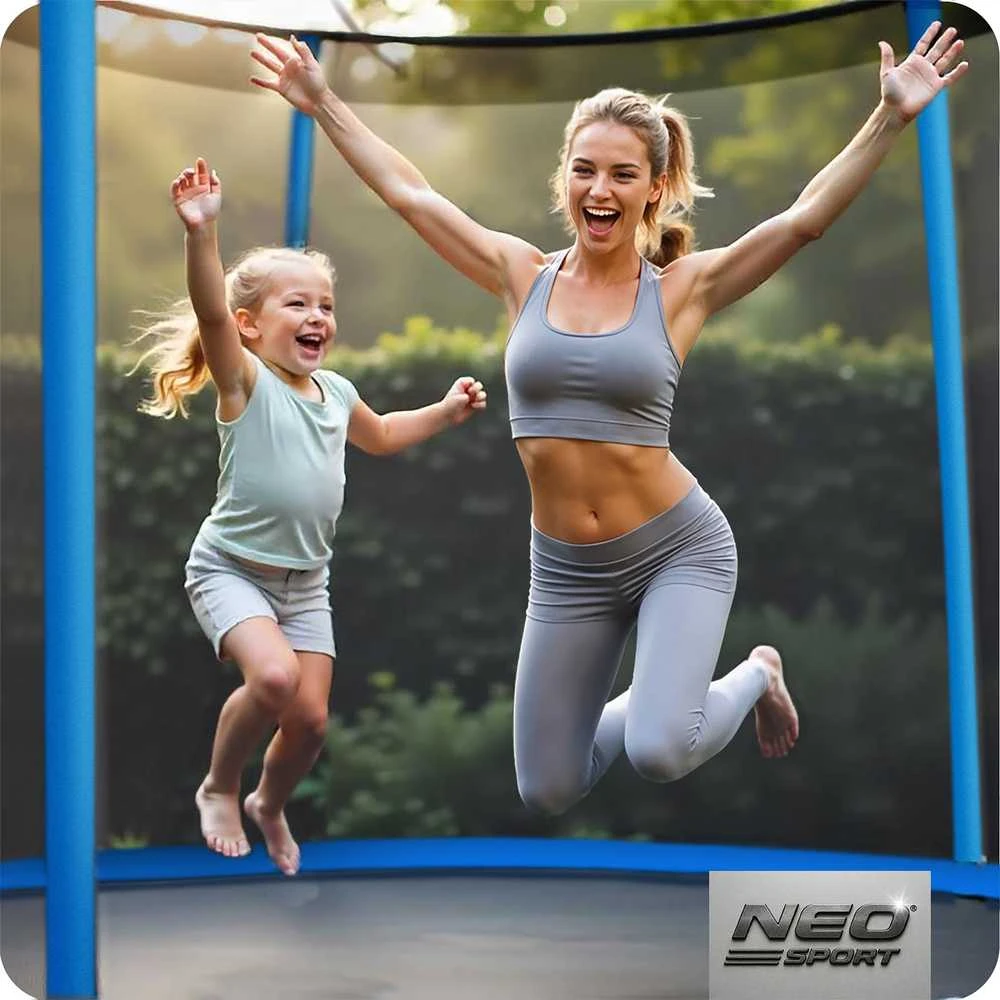8 pėdų / 252 cm sodo batutas su išoriniu tinklu ir Neo-Sport kopėčiomis